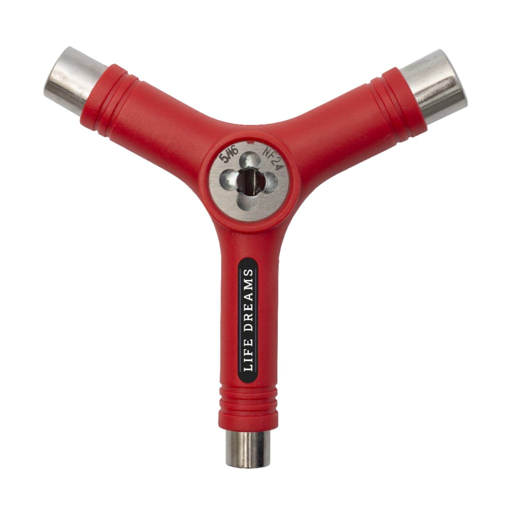 Kit Chave Y Multifuncional Manutenção Skate Patins Refaz A Rosca Vermelho