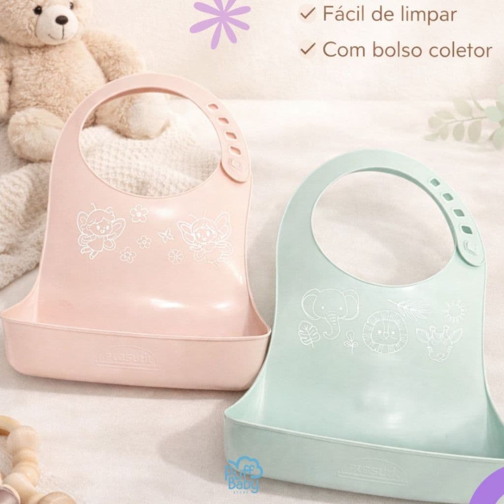 Babador Ajustável com Bolso Coletor atóxico