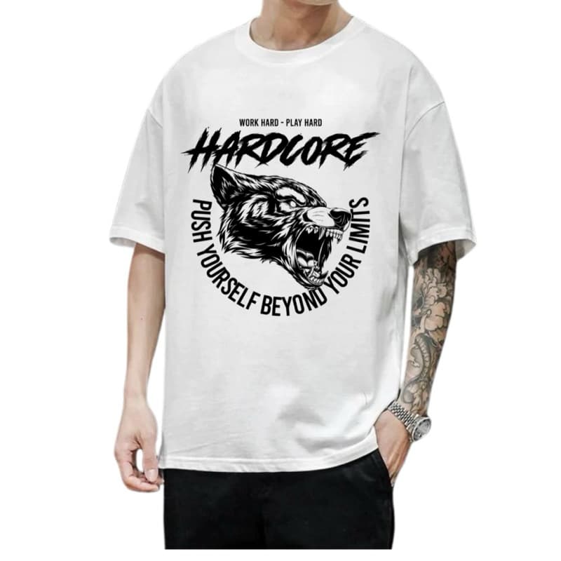 Camisa Masculina algodão Oversized Estampada Hardcore,Dia a Dia Lazer Cabimento l Perfeito