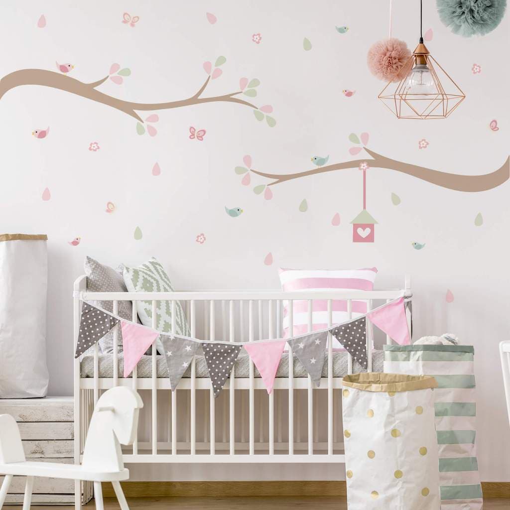 Adesivo de Parede Quarto Infantil Pássaro e Galhos Passarinho Decoração