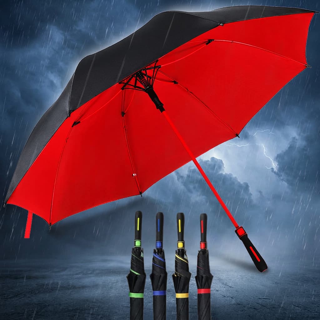 Guarda-Chuva Grande Automático - Fibra de Vidro Blackout para Proteção UV, Reforçado para Tempestade