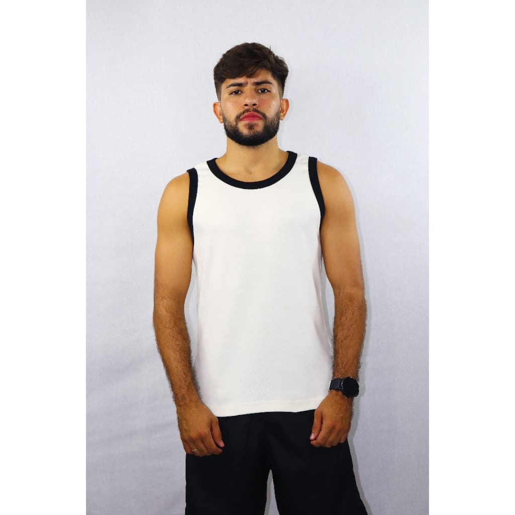 REGATA MASCULINA BICOLOR AMERICANA CANELADA COM ELASTANO PREMIUM | PROMOÇÃO