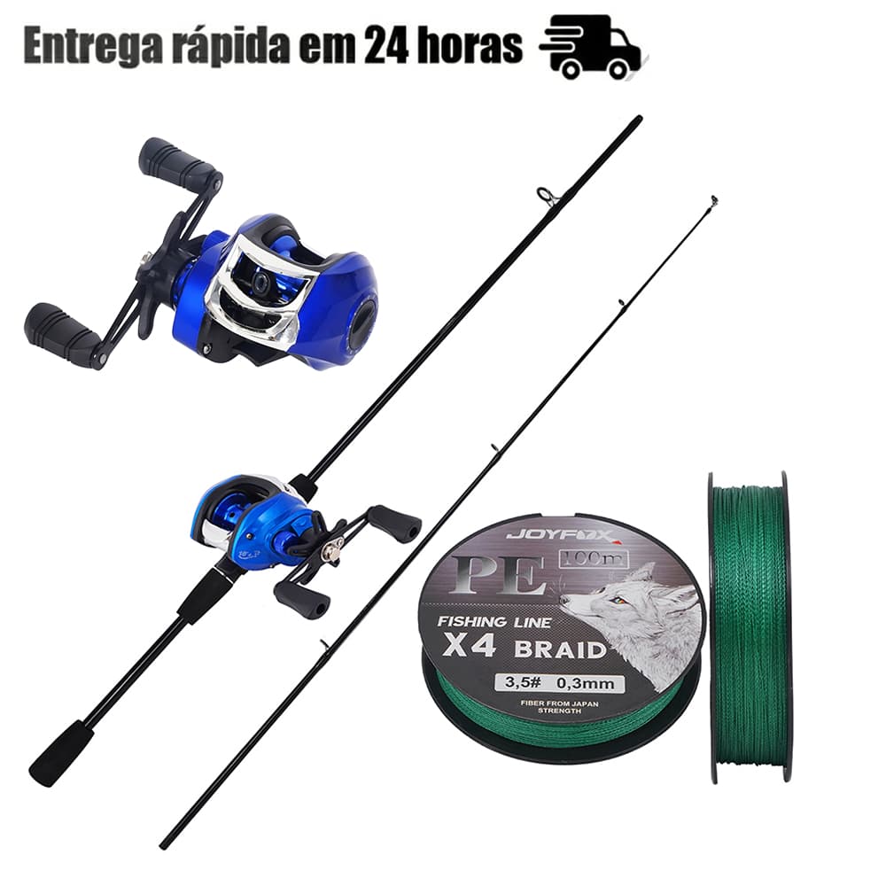 Kit Vara De Pesca Carretilha de Pesca Esquerda/Direito 17+1 Rolamentos
