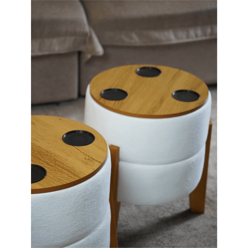 kit 2 puffs Petisquera Tampo Porta Copos Versátil e Funcional Sala Quarto Hall de Entrada Decorativo