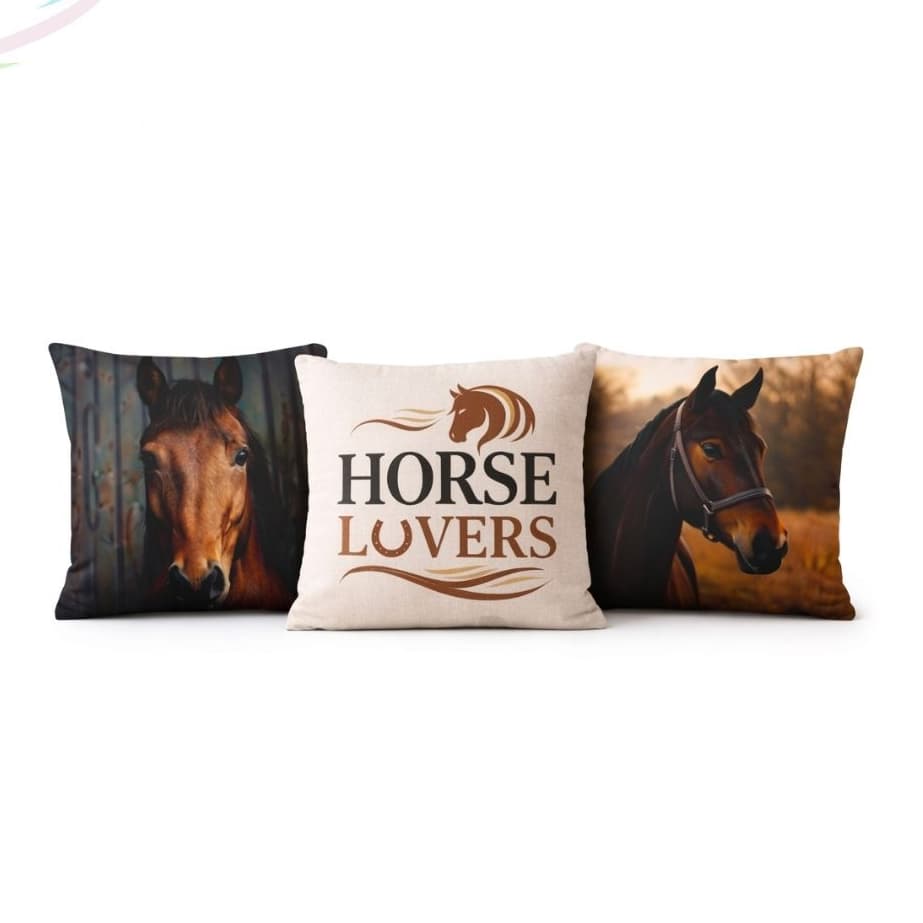 Kit 3 Capas Almofada Cavalo 45x45cm Zíper Invisível Decoração Elegante