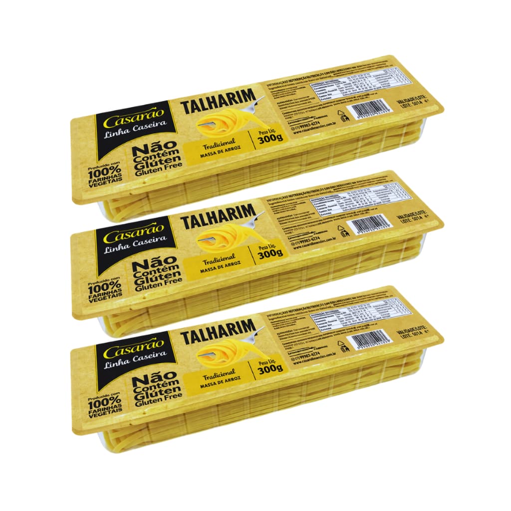 Kit 3 Talharim Sem Glúten Casarão 300g 🌱🍝
