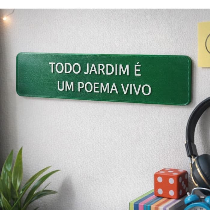 Placa decorativa Jardim 20x5cm Plaquinha PLA  frases divertidas Escrita em Relevo Poema Jardinagem