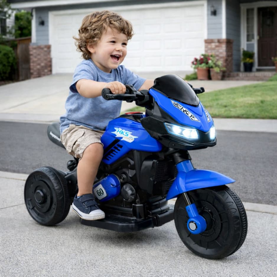 Mini Moto Elétrica Infantil 6V Dark Azul Som E Musica Unitoys