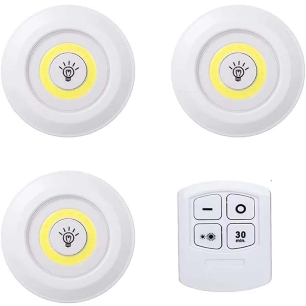 luminaria sem fio controle remoto 3 lampadas de led branco frio