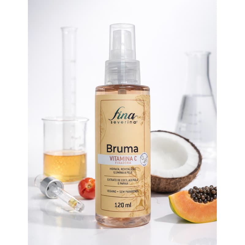 Bruma Facial Vitamina C Fina Severina Hidratante Refrescante Iluminadora Fixadora de Maquiagem