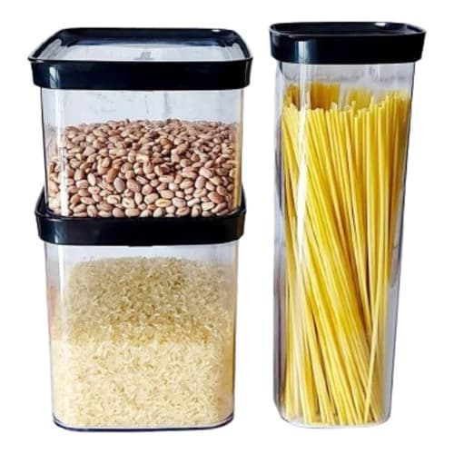 Kit 3 Potes Hermeticos Premium Arroz 4l Feijão 2,5l E Macarrão 2l