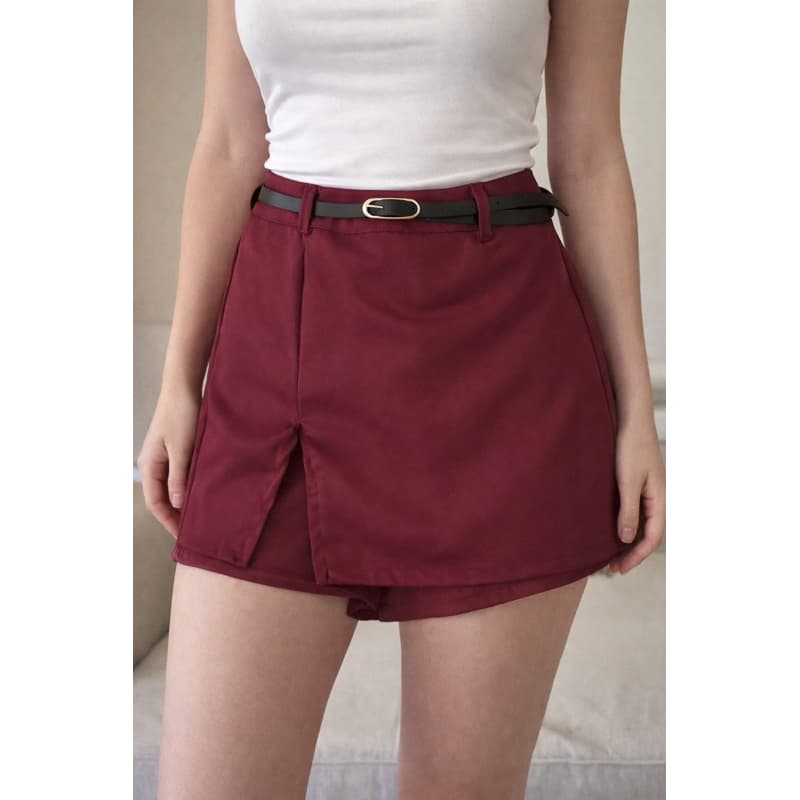 Short Saia Alfaiataria Feminina Com Zíper e Cinto