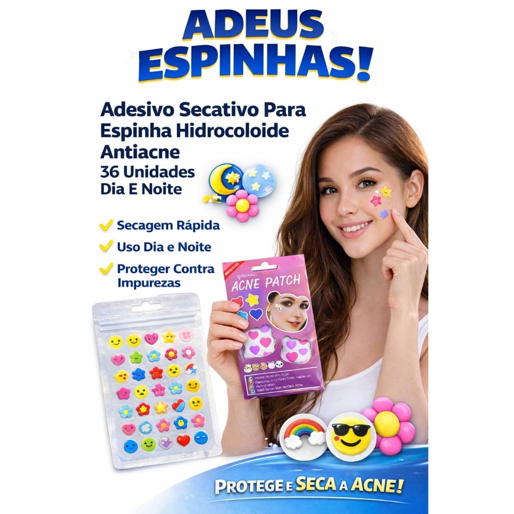 Adesivo Secativo Espinha Hidrocoloide Antiacne Dia/noite