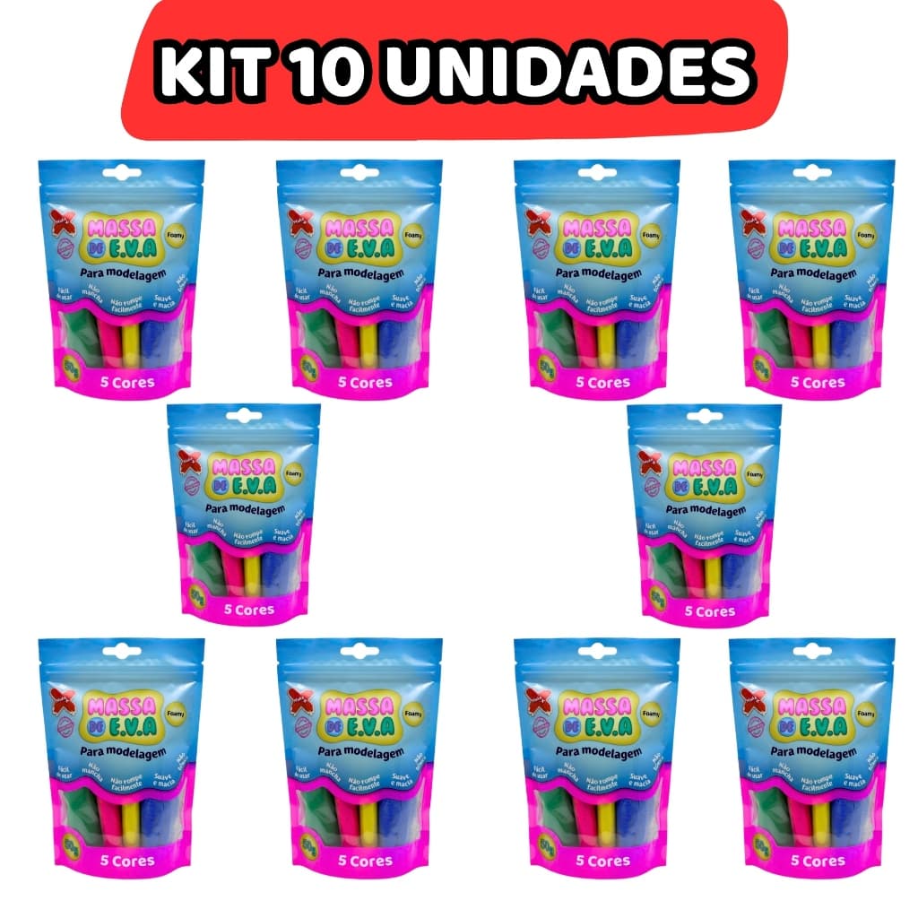 Kit Massinha de EVA 5 Cores Arco-Íris - Lembrancinha Atóxica Que Não Suja