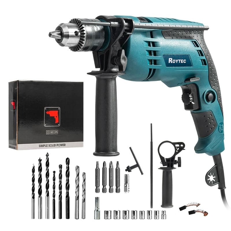 Furadeira De Impacto 1/2 13mm 110v/220v Com Jogo De Brocas Bits com Maleta Acessórios Profissional 26 Pcs
