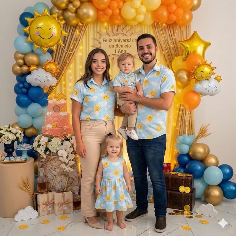camisas temáticas aniversário tema volta ao sol solzinho
