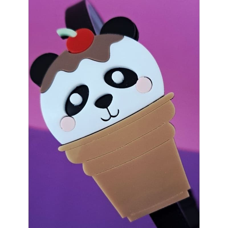 Tiara Sorvete Panda - Arco Infantil - Tiarinha Fofa Divertida