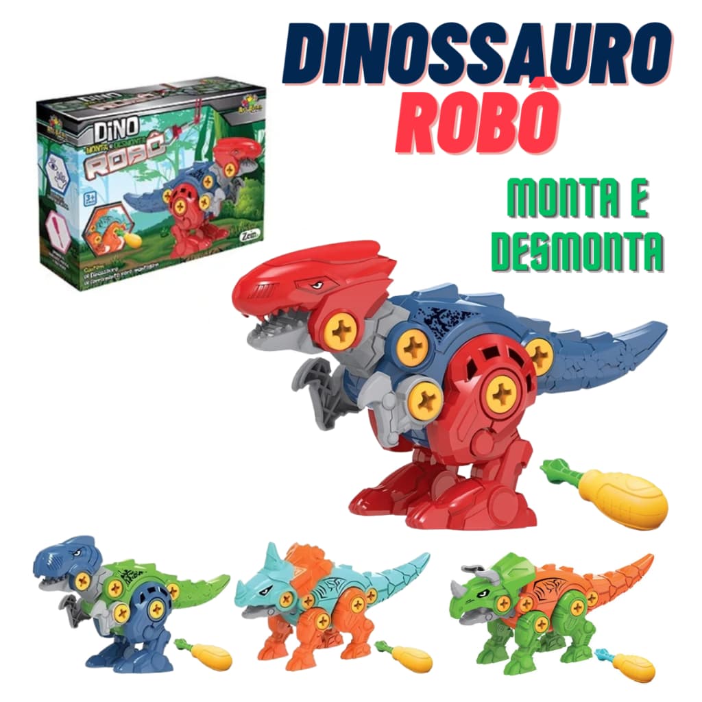 Dinossauro Monta e Desmonta com Coordenação Motora e Criatividade - Desenvolvimento e Diversão Educativa