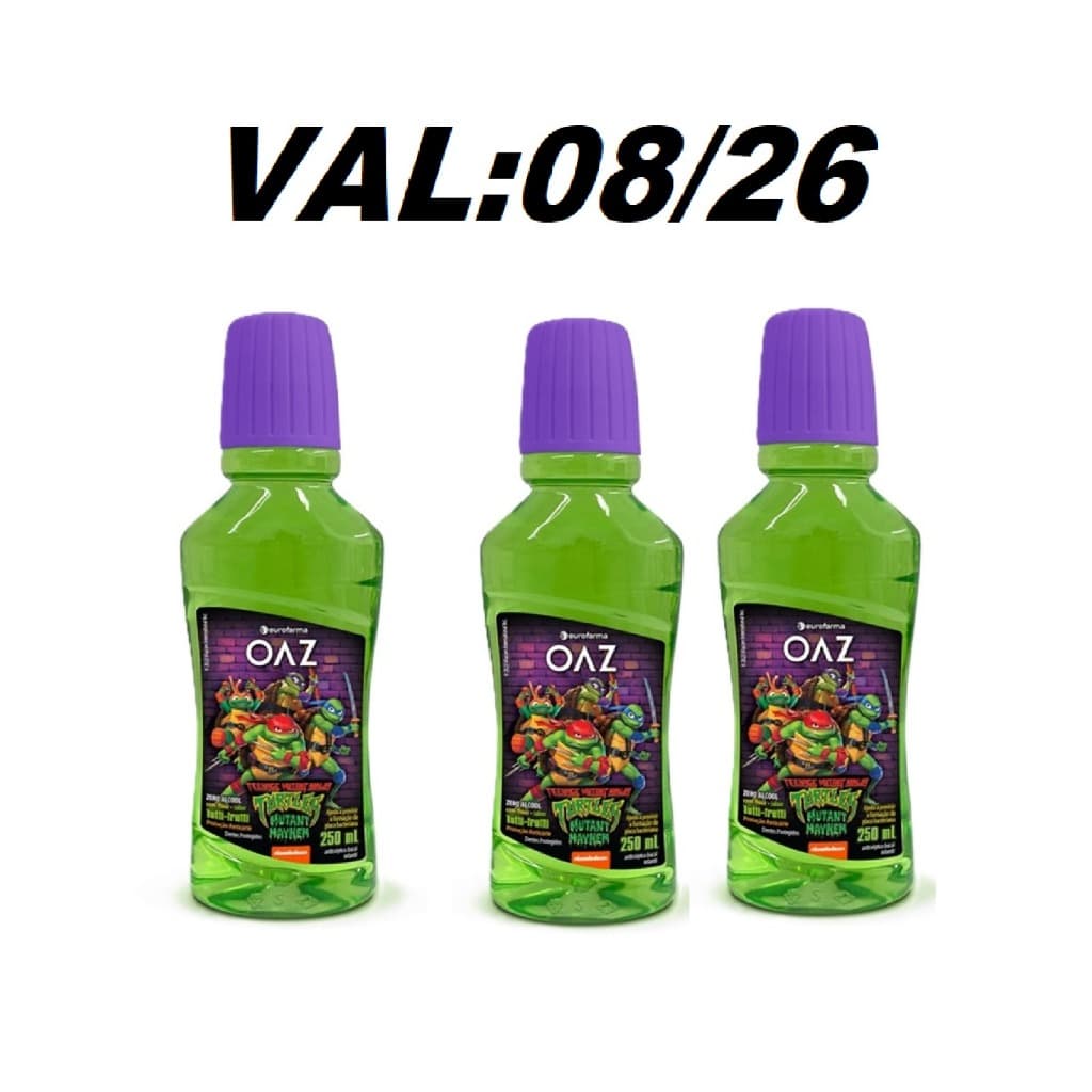 Oaz ENXAGUANTE BUCAL infantil 250 ML SABOR TUTI FRUTTI ZERO  ALCOOL (3 unidad)