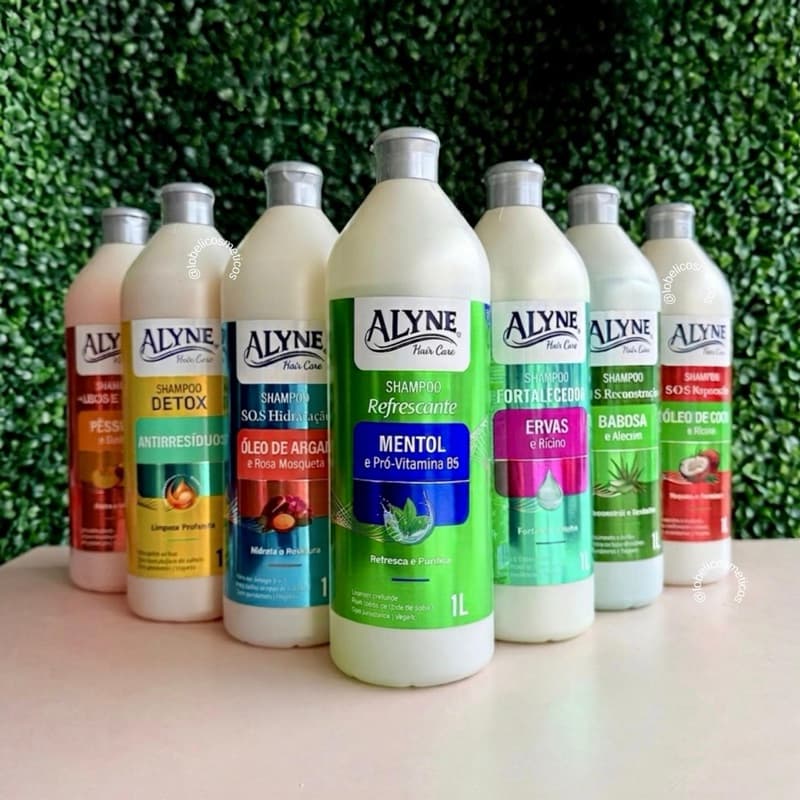 Shampoo Alyne Profissional 1L Óleo de Argan, Babosa, Alecrim e Coco pH 5,5