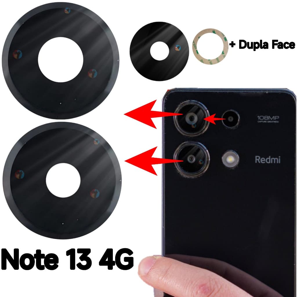 Lente Da Câmera Para Redmi Note 13 4g Vidro da Câmera Traseira Vidrinho