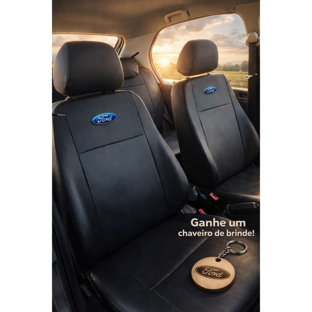 Jogo Capa Pra Banco De Carro 100% Couro Ford