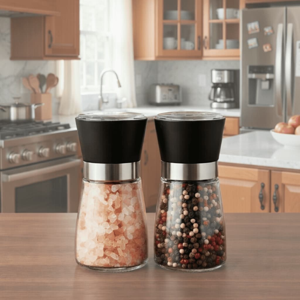 Kit 2 Moedores Sal Pimenta Porta Tempero Vidro Triturador