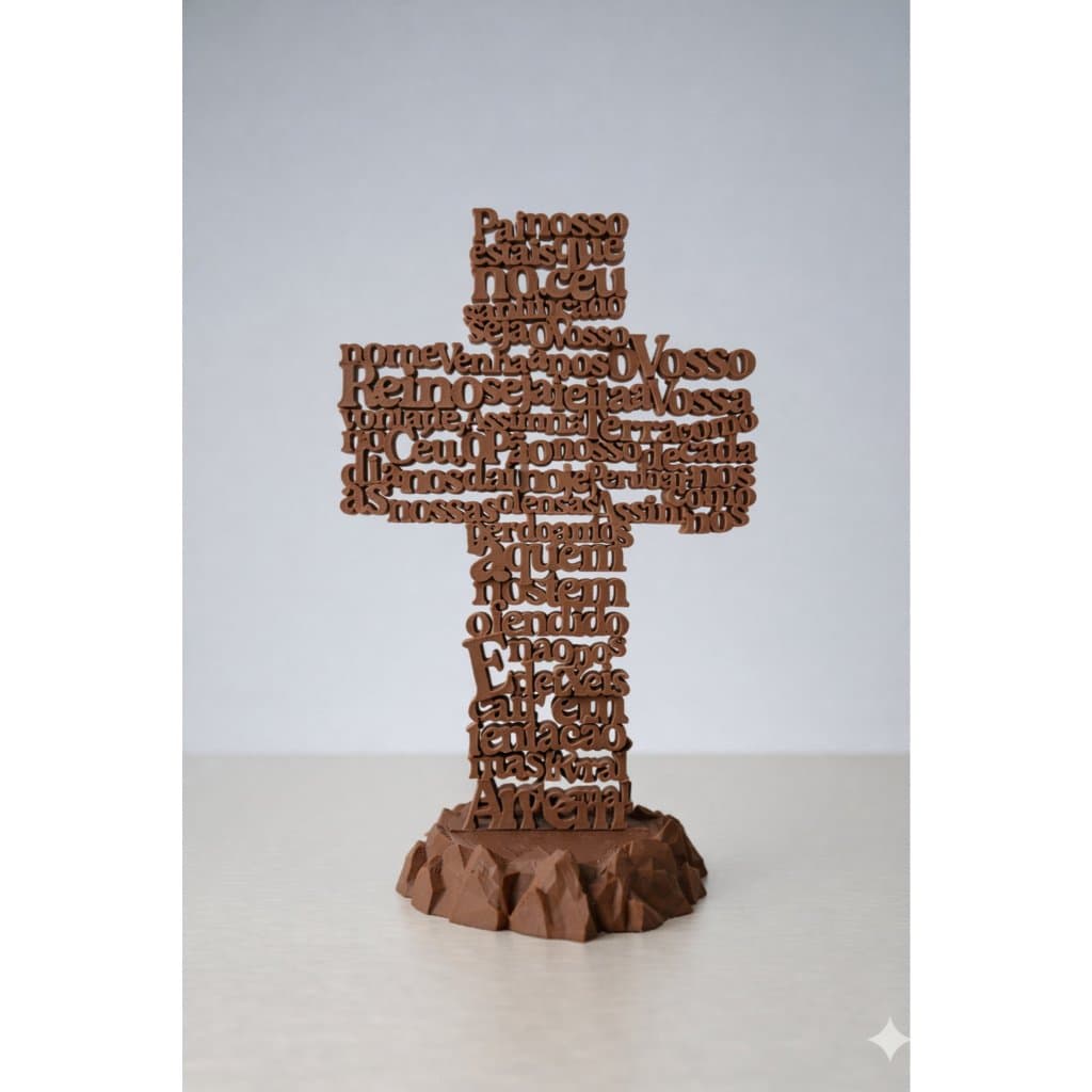 Cruz Pai Nosso Decorativa 3D | Decoração Religiosa Cristã