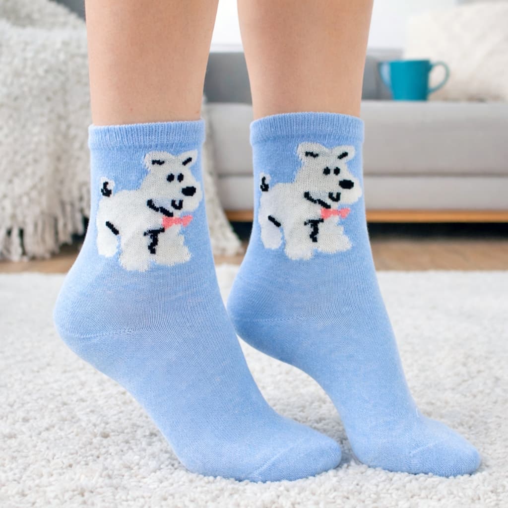 12 Pares De Meias Femininas Super Finas Cano Médio Confortáveis De Bichinhos Estampas Variadas 35-40