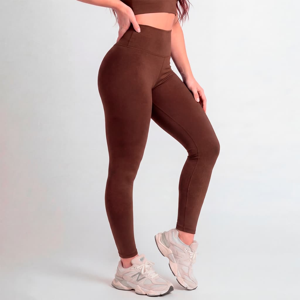 Calça Legging Feminina Marrom Cintura Alta Conforto e Desempenho Alta Compressão Strep Fitness