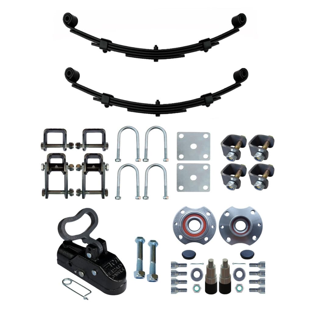 Conjunto Kit Suspensão Ponta Cubos Fiat Feixe Mola 550kg Munheca Trava Reboque Carretinha Carrocinha