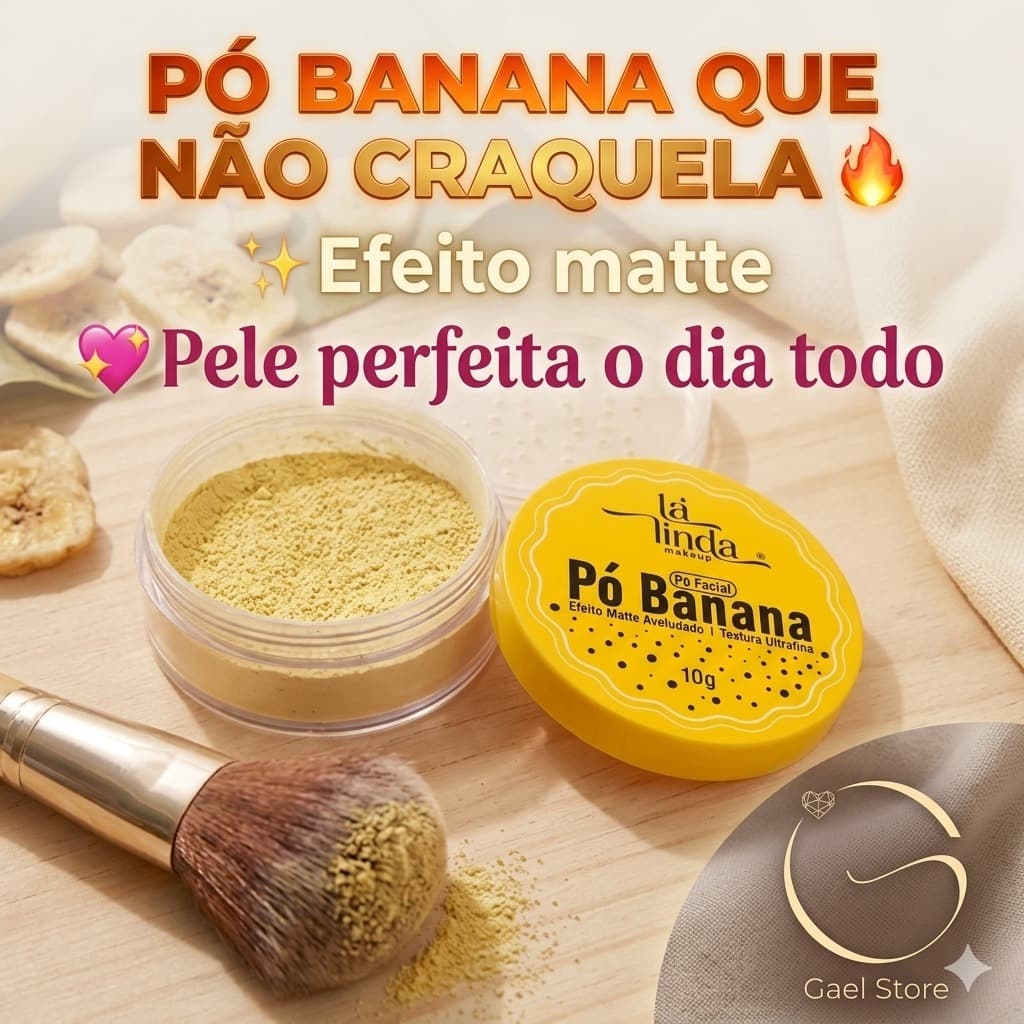 Pó Banana Facial Matte Profissional 🔥 Sela a Make Não Craquela e Ilumina a Pele