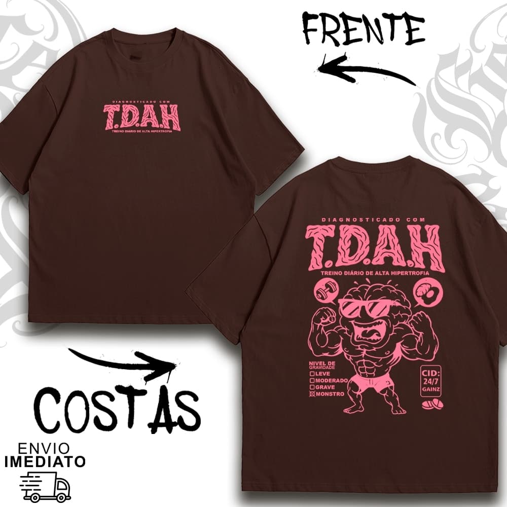 Camiseta oversized feminina TdaH street wear musculação treino academia 100% algodão