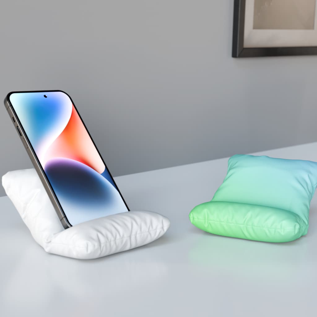 Suporte de Celular Tipo Travesseiro | Mesa e Sala | Ergonômico Ideal para Vídeos | Design Moderno Decorativo.