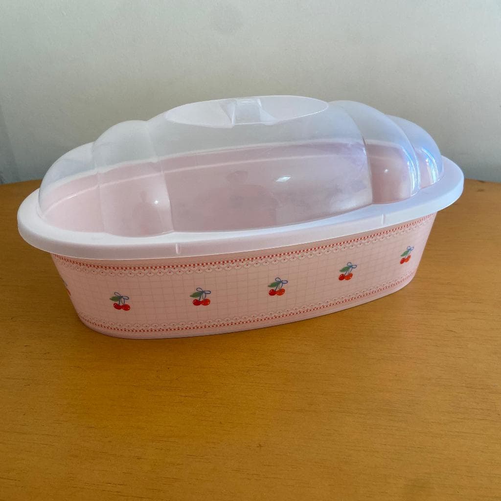 Porta Pão 3,15L com Tampa Decorado Cerejas | Pote para Pães e Quitutes Rosa