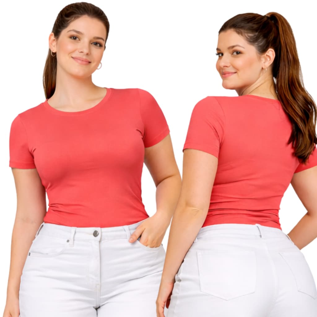 Blusa Feminina Básica Plus Size Manga Curta G1 e G2 Confortável Básica Lisa Oferta Imperdível