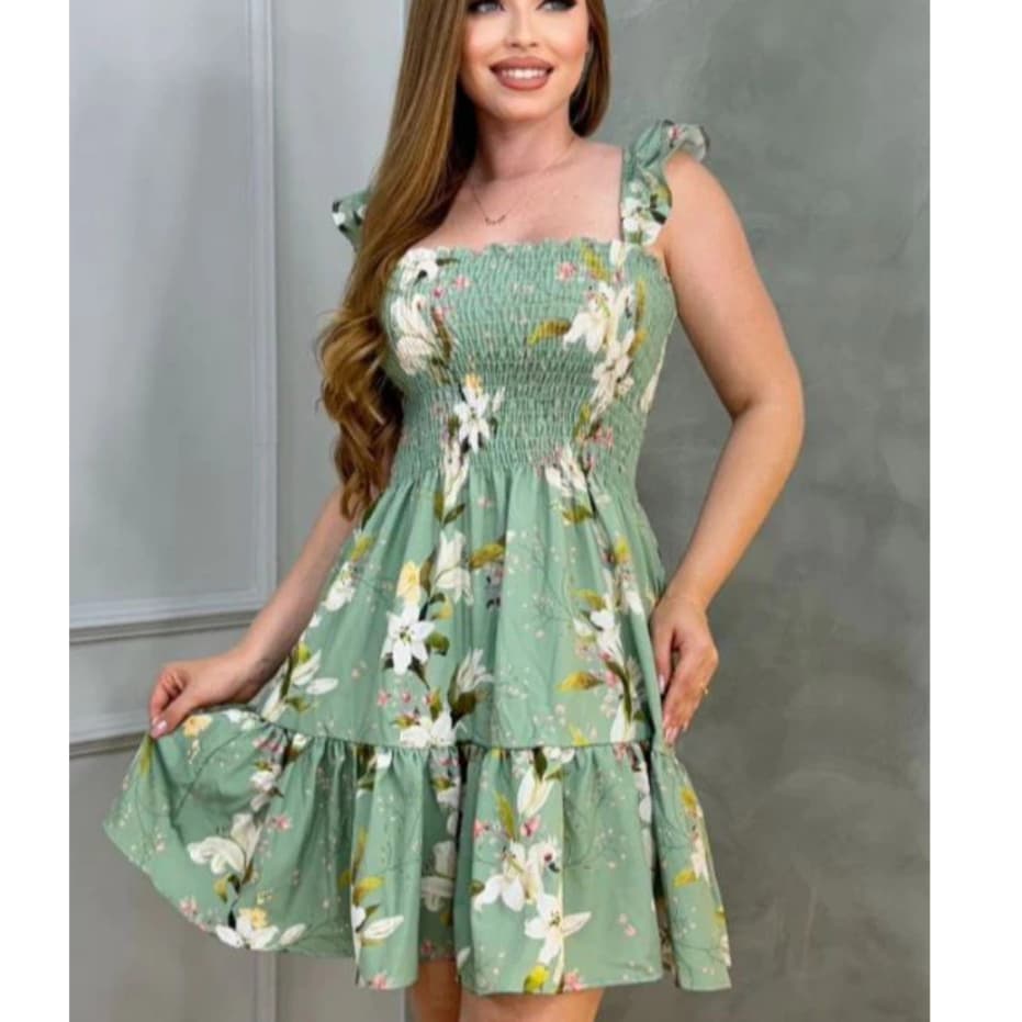 Vestido Curto Estampado Floral – Estilo Romântico para Verão