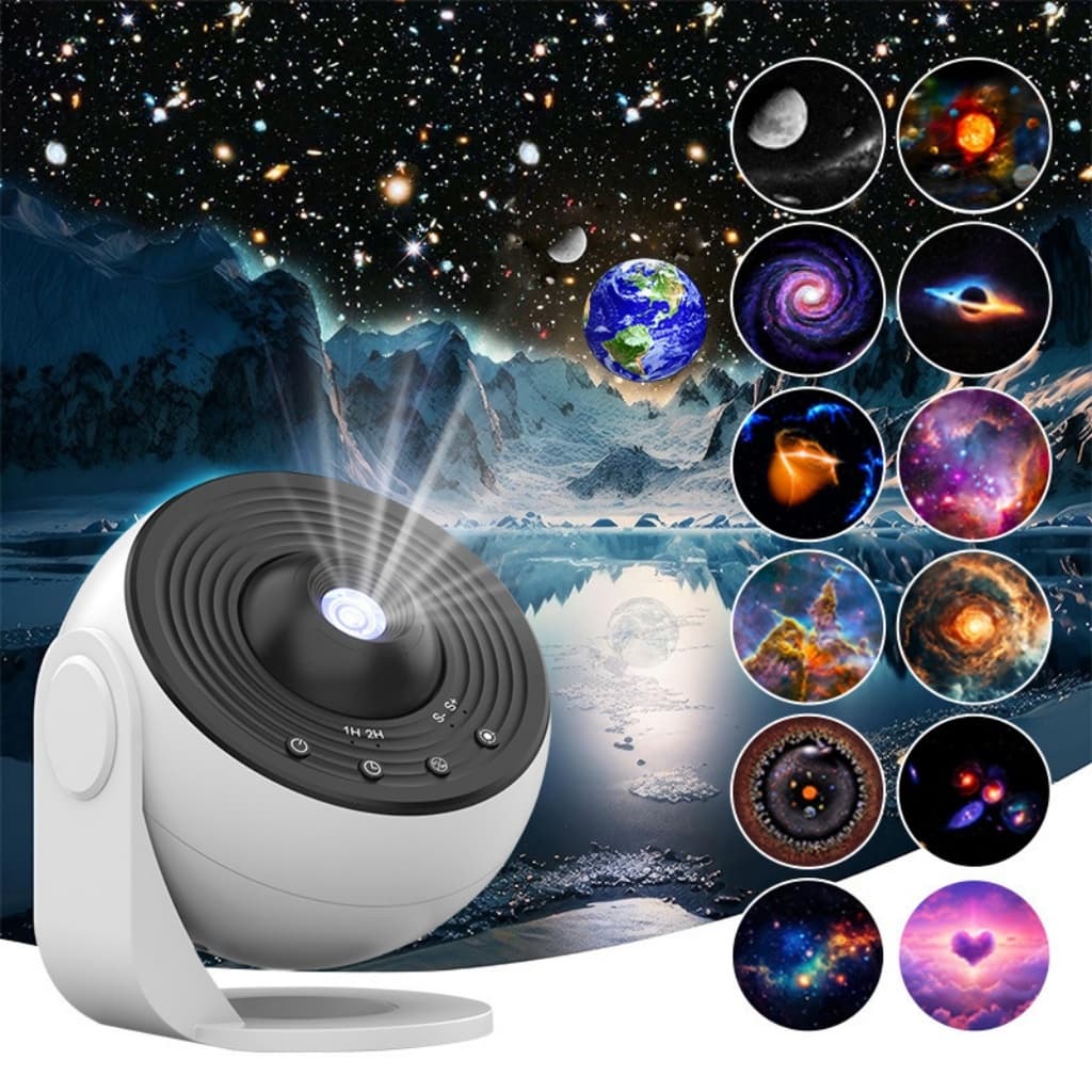 Luminaria 12 em 1 Projetor Luz Noturna Estrela Galaxia 360 LED Girado Ceu Estrelado Lua