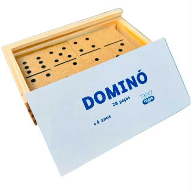 Dominó Tradicional em Madeira Toy Trade – Jogo Educativo para Crianças e Adultos, Estimula Raciocínio e Concentração
