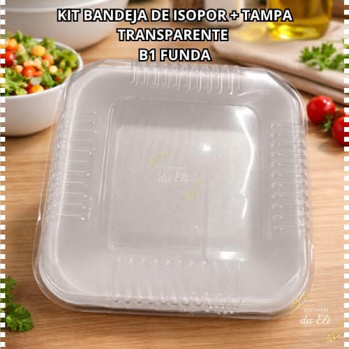 Bandeja de Isopor + Tampa B1 Funda KIT Ideal para Lanche natural Empadas  Bolo Brigadeiro