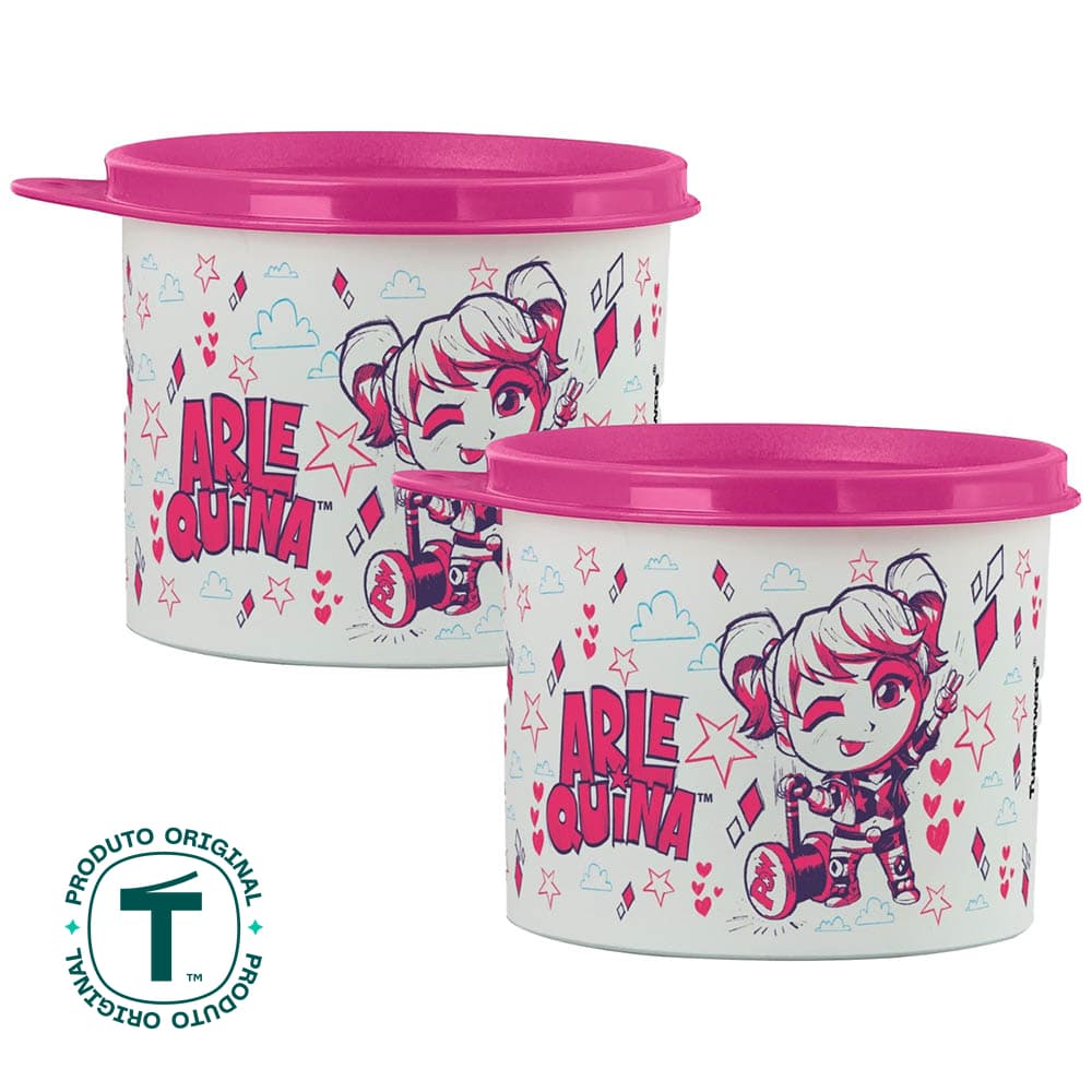 Kit 2 Potes Tupper Redondinha Kids Arlequina 500ml