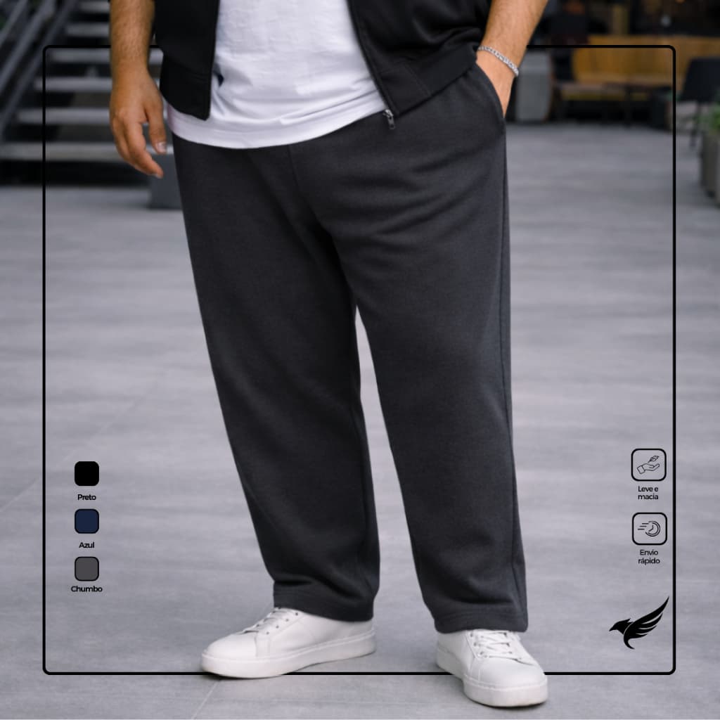 Calça Moletom Masculina Flanelada Plus Size