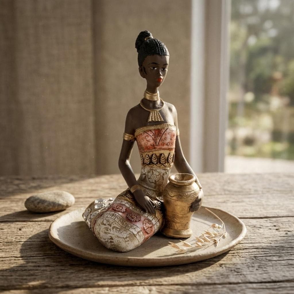 Africana Em Gesso Escultura Decorativa Para Aparador Sala