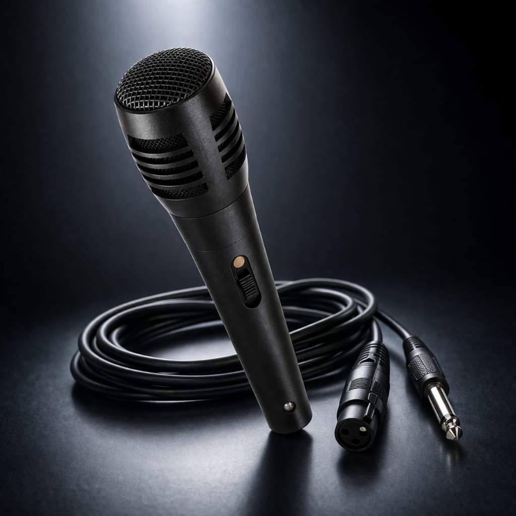 Microfone Dinâmico Com Fio Karaokê TV Cardióide Preto