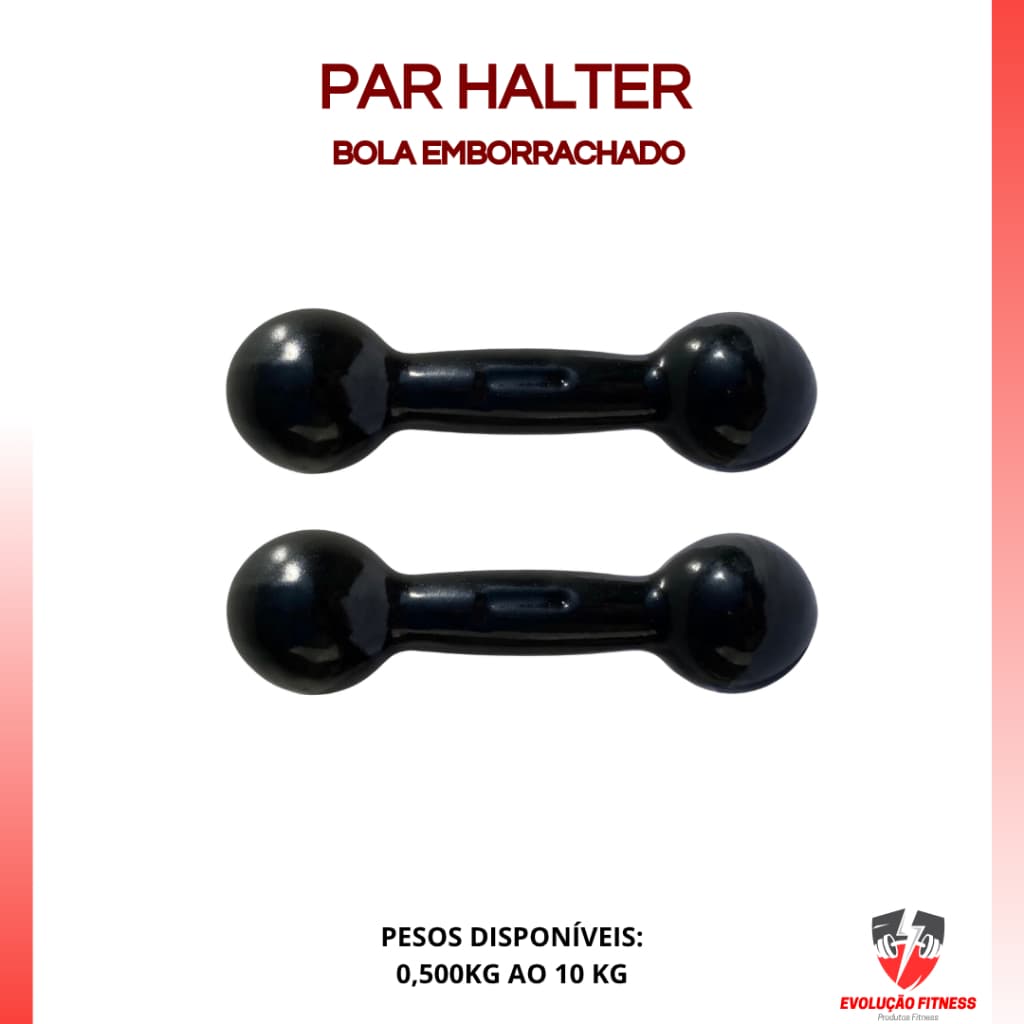 Par de Halter Emborrachado 1kg a 5kg Bola - Peso de  Academia Musculação Pesinho Treino Em Casa Func
