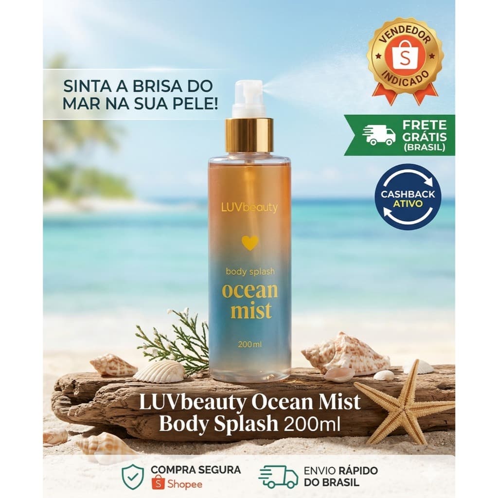 Body Splash Ocean Mist Luv Beauty 200ml Cheirinho de Banho Tomado Frescor Original