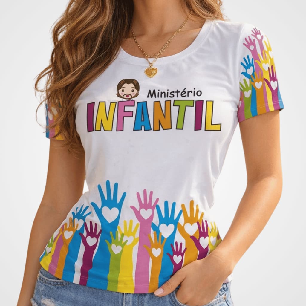 Tshirt Feminina Premium Camiseta Ministério Infantil Manga Curta Gola Redonda