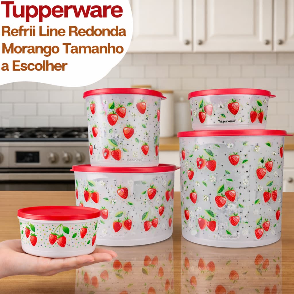 Tupperware Refri Line Redonda Morango Tamanho a Escolher