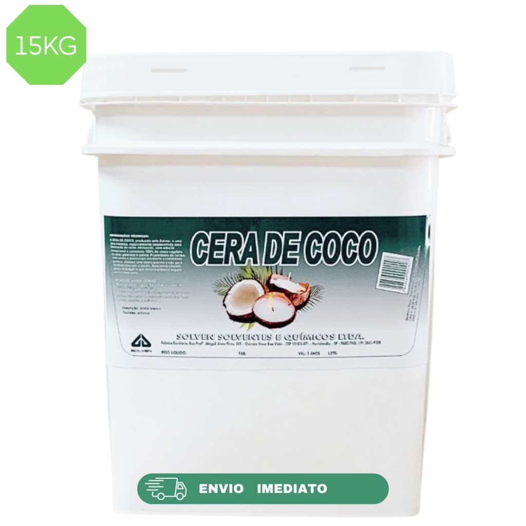 Balde 15kg Cera de Coco Solven 100% Vegetal Vegana para Fabricação de Velas Aromáticas, Artesanais, Perfumadas