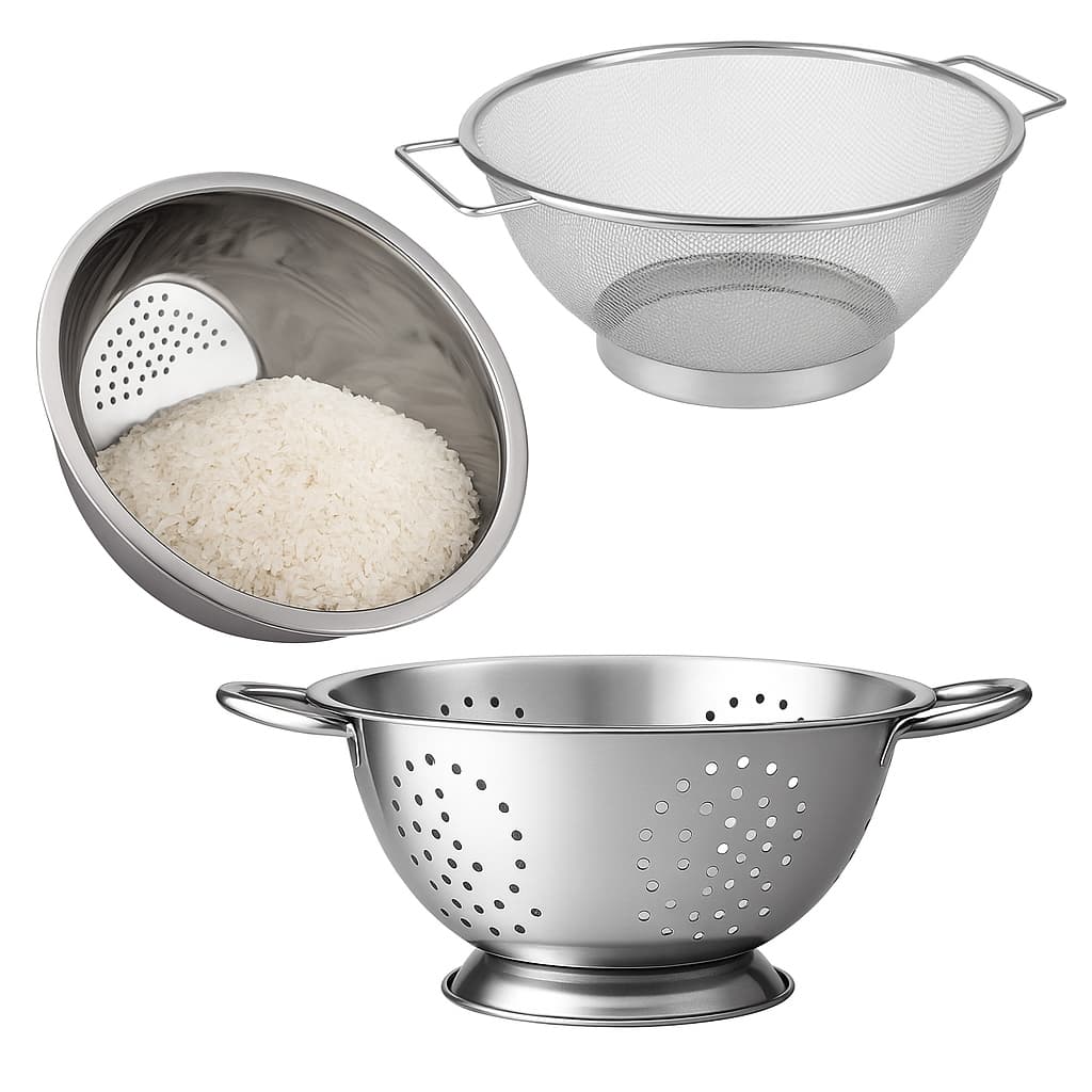 Kit Escorredores e Utensílios de Cozinha em Aço Inoxidável – Resistente, Durável e Funcional